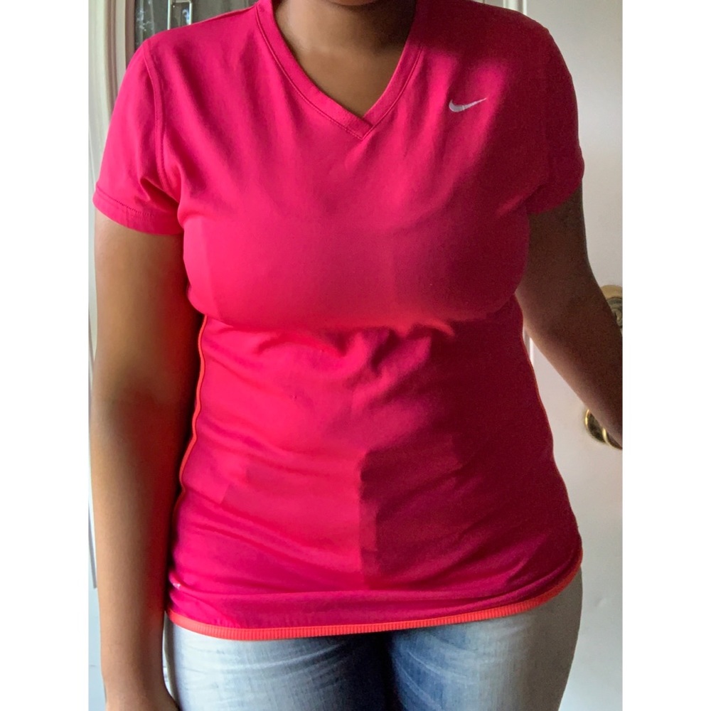 Nike Dri Fit V-neck Pink and Orange Shirt
